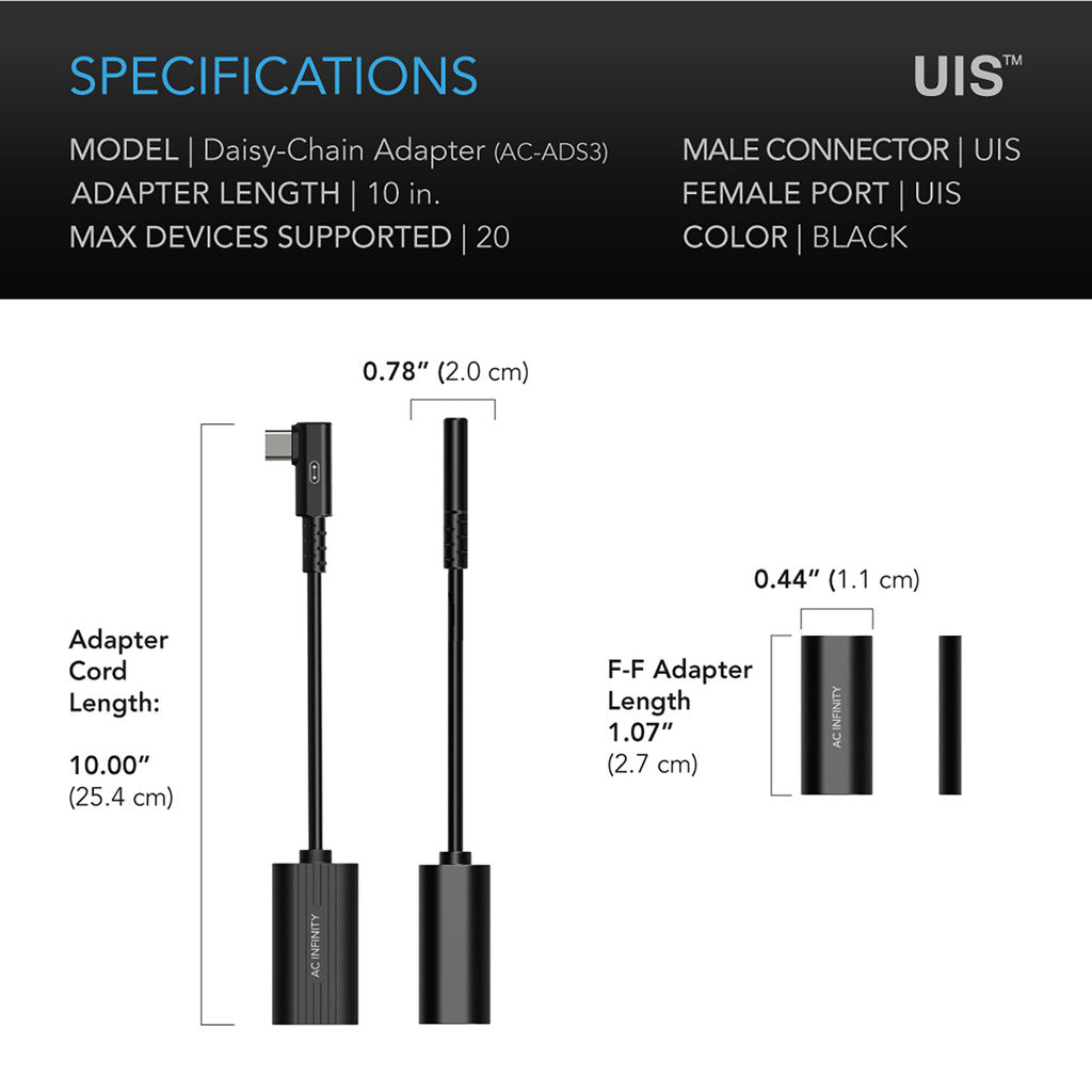 AC Infinity Uis 2-in-1 Splitter, Daisy-Chain Adapter Dongle