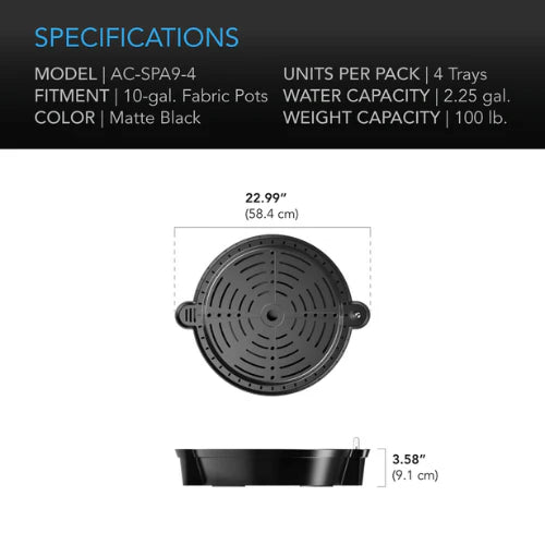 Self-Watering Fabric Pot Base Xl, 4-Pack