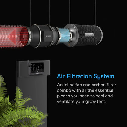 ***PRE ORDER*** Air Filtration Kit 4" with AI Environment Controller, Upgraded Inline Fan, Carbon Filter