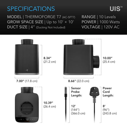 ***PRE ORDER*** THERMOFORGE T7, Plant Heater 1000W with AI-Powered VPD Temp Controller