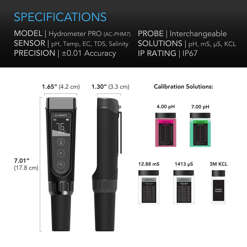 Hydroponic Meter Pro Kit, All-In-One PH Pen, Interchangable Probe