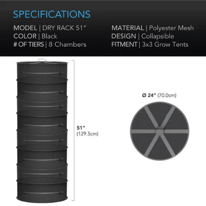 AC Infinity Hanging Herb Drying Rack, Fits 3x3 Grow Tents, Eight Tiers