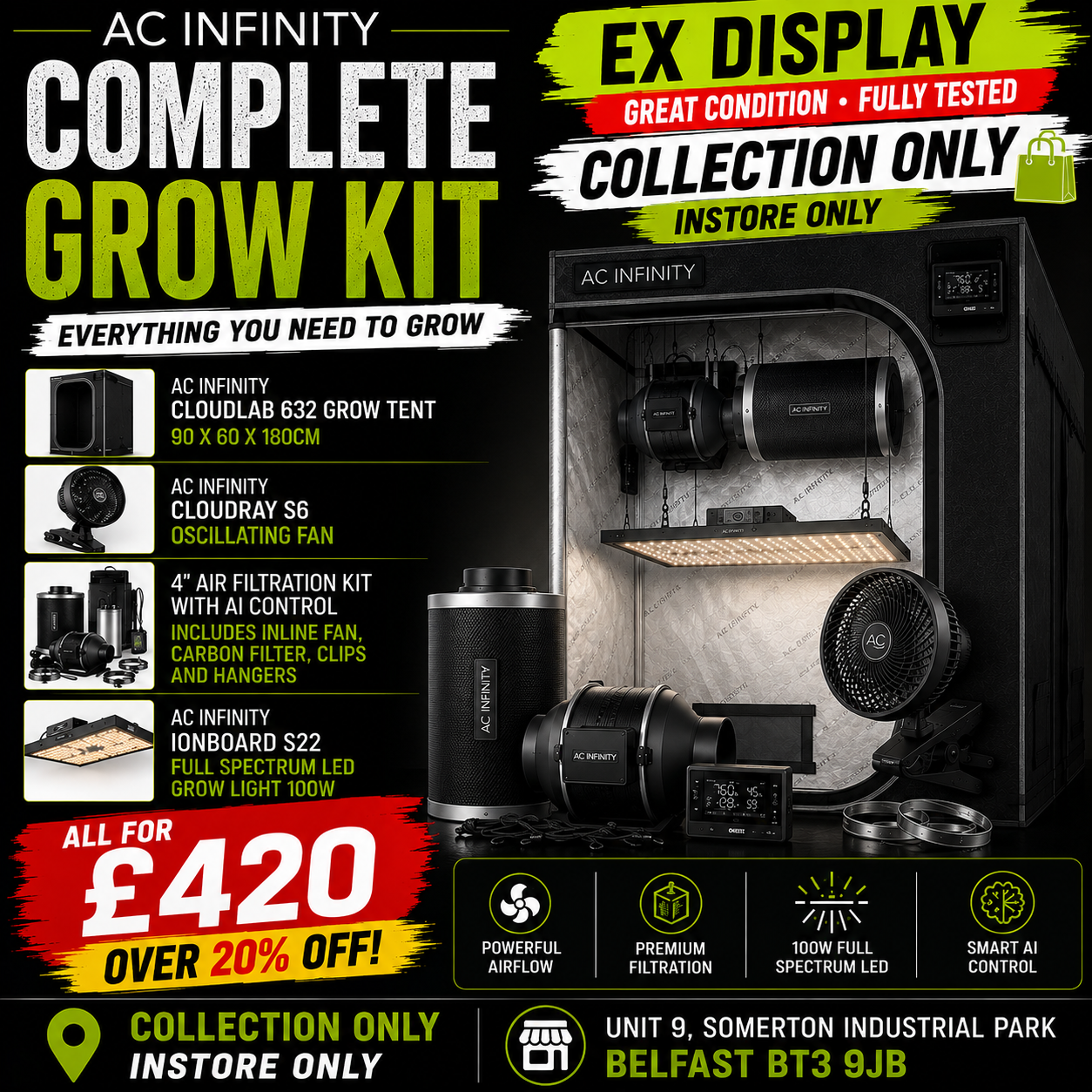 EX-DISPLAY AC INFINITY COMPLETE GROW KIT — £420!
